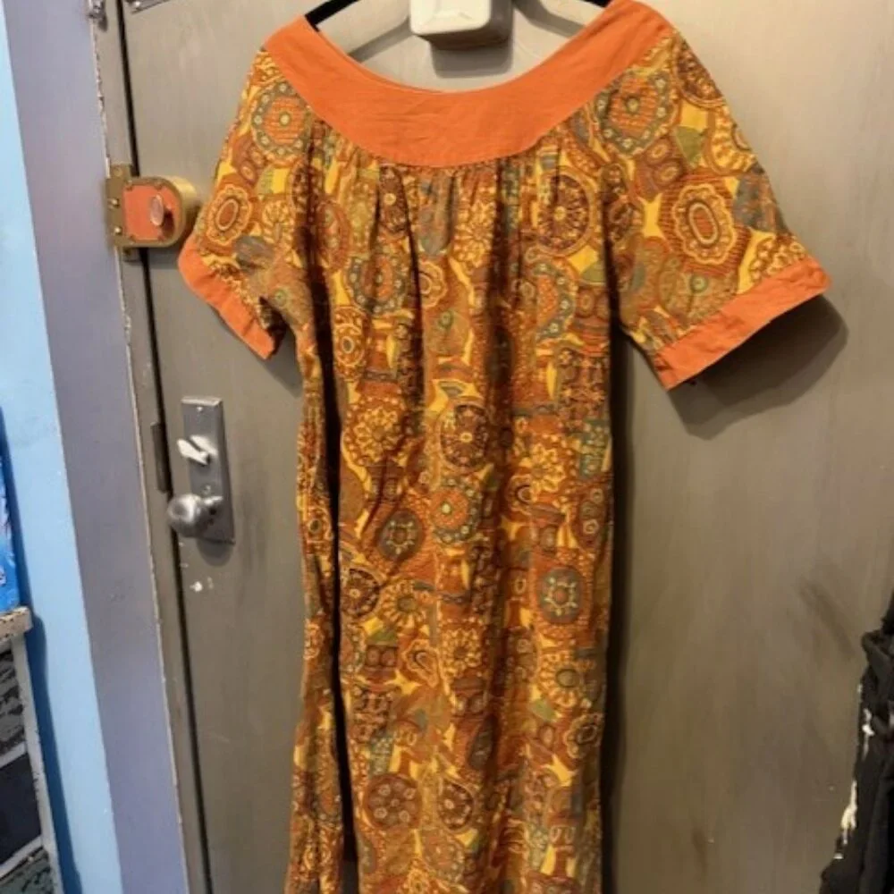 Vintage 70’s Boho paisley African print A-line swing Mini Dress - Picture 12 of 16